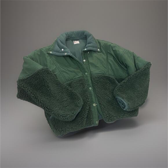 Free People Jackets & Blazers - Free People Movement Adventure Awaits Sherpa Puffer Jacket Green XS Teddy Coat